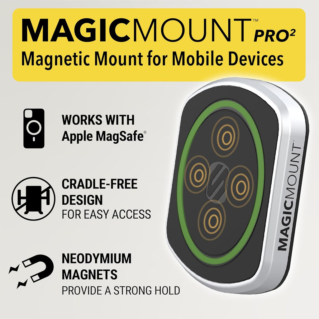 Scosche MP2WDHD MagicMount™ Pro2 Heavy Duty, Extra-Strong Suction Cup Cell Phone Mount, Windshield/Dashboard Magnetic Phone Holder with Anti-Shake Stabilizer for iPhone, Android, Tablet, Car, Truck