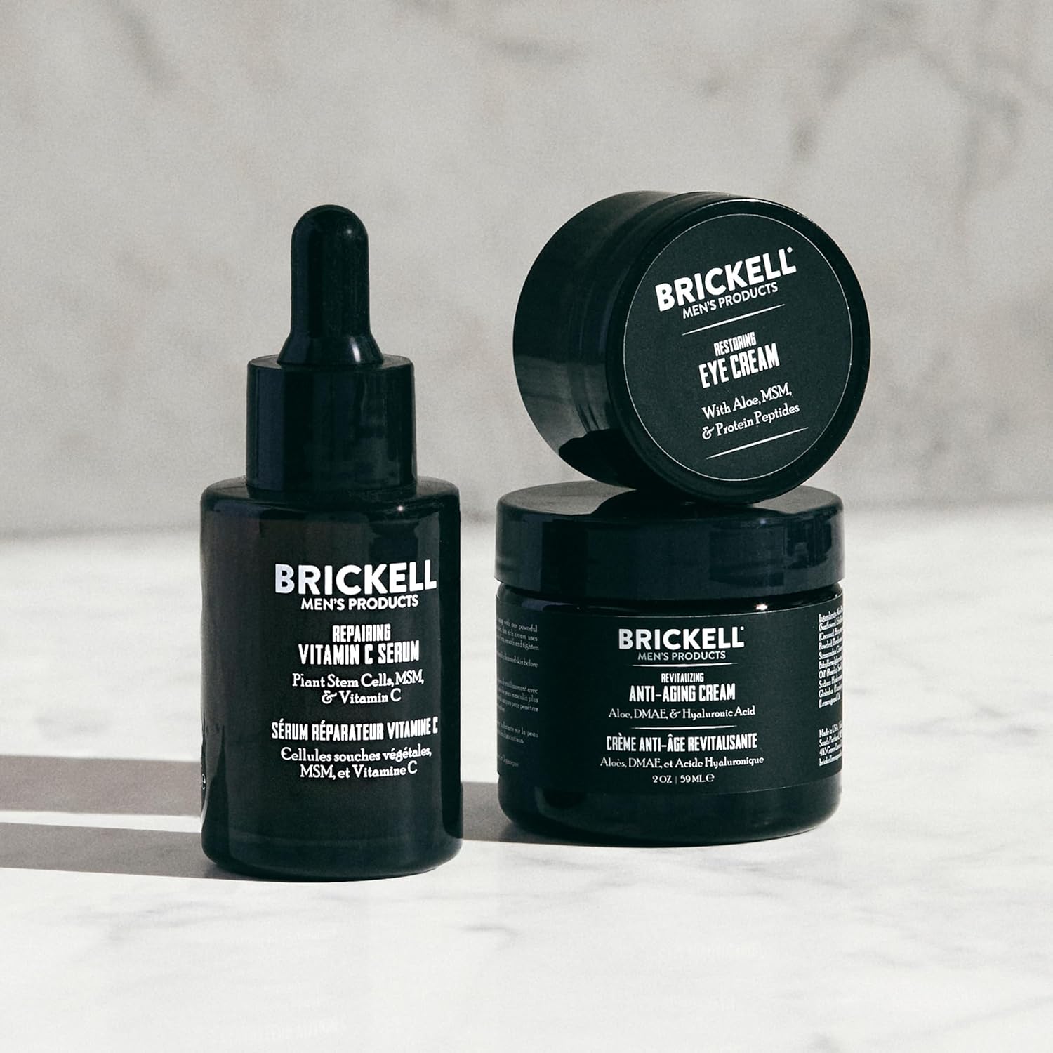 Brickel Men' Advance Anti-Agin Ski Car Routine Nigh Fac Cream Vitami Facia Seru an Ey Cream Natura an Organic Scented Ski Car Gif Set