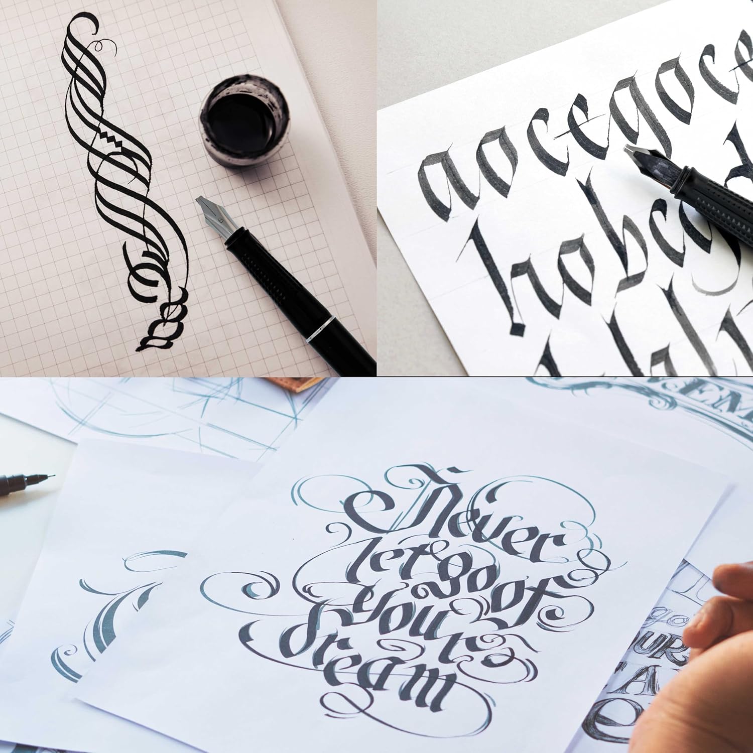U.S Ar Suppl 35-Piec Calligraph Pe Se  Pens Nibs 2 Inks Include Calligraph Pen fo Writing Beginner Handboo Practic Pape Pad