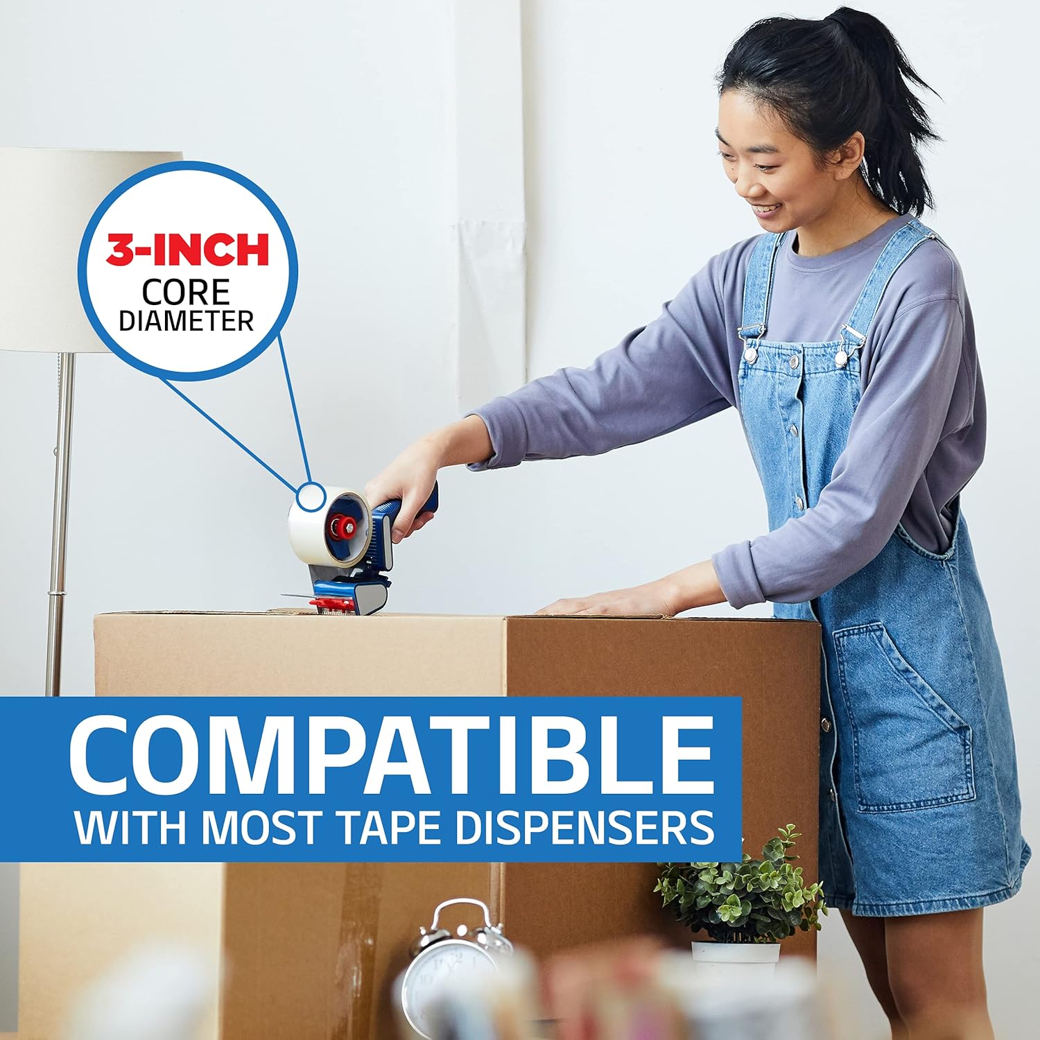 Grizzly Power Clear Packing Tape (12 Rolls) | Heavy Duty Packing Tape (2 Inch x 65 Yards) | 2.8mil Thick Strong Adhesive for Moving Boxes, Shipping Cartons, Office Use, Storage Wrapping (780 Yards)