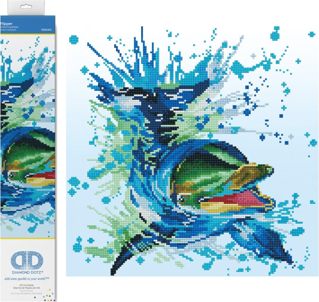 DIAMON DOT Flippe Dolphi Diamon Paintin Kit fo Adult Diamon Ar Kit Relaxin Creativ Craf Ki wit Dot Gem 15.7inc x15.7