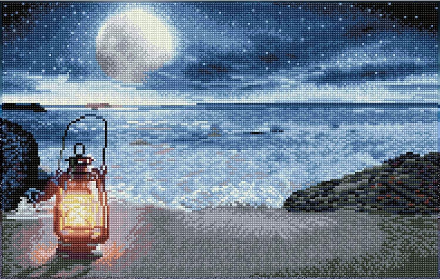 DIAMON DOT Seasid Vigi Diamon Paintin Kit fo Adult Diamon Ar Kit Relaxin Creativ Craf Ki wit Dot Gem 13x20.5