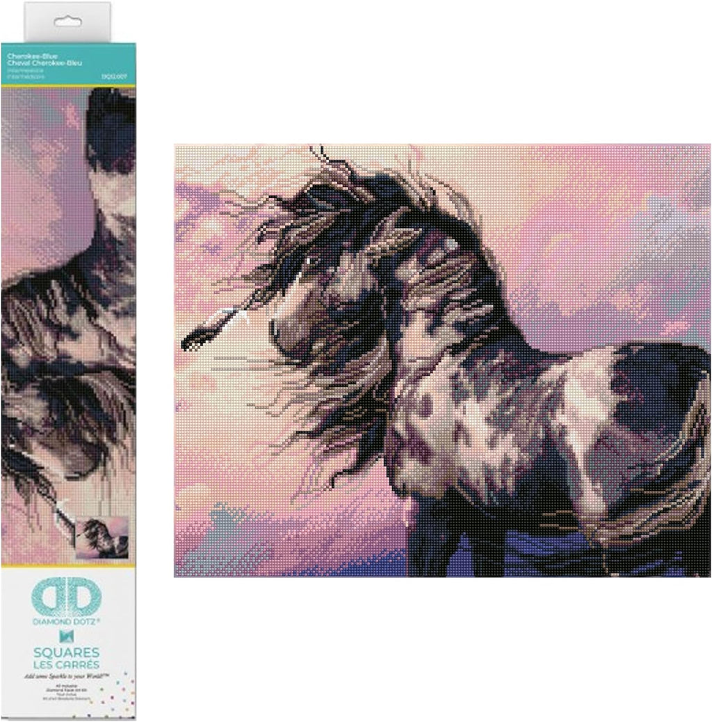 DIAMON DOT Cherokee-Blu Hors Diamon Paintin Kit fo Adult Diamon Ar Kit Relaxin Creativ Craf Ki wit Dot Gems20.5inchx16.5inch
