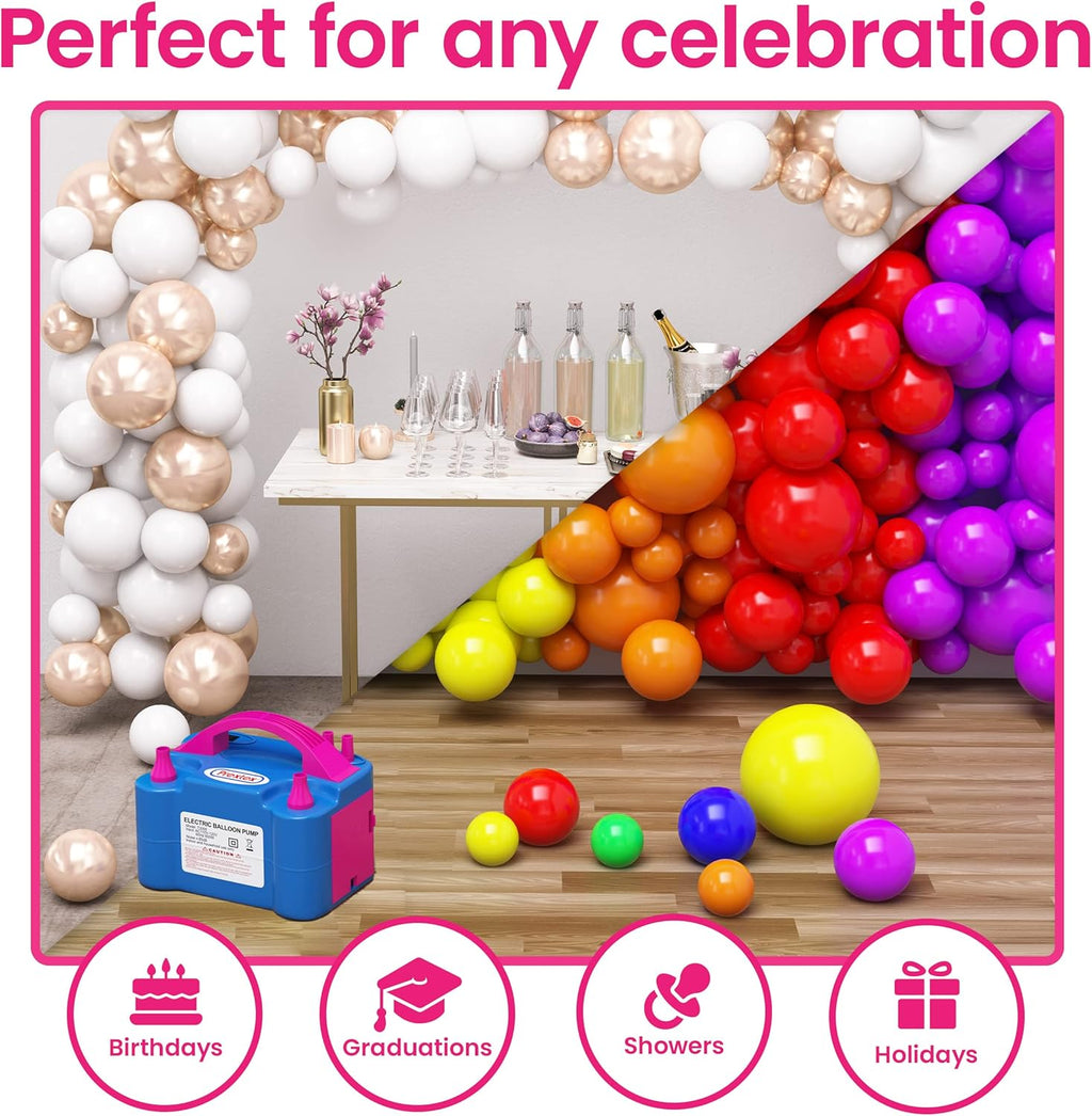 Prexte Balloon Electri Pum Inflate Blu 110 600 Portabl Pum wit Ai Blowe Dua Nozzl Inflato fo Fast Eas Bul Balloon Fillin fo Even Part Decoratio Balloo Pump Electric