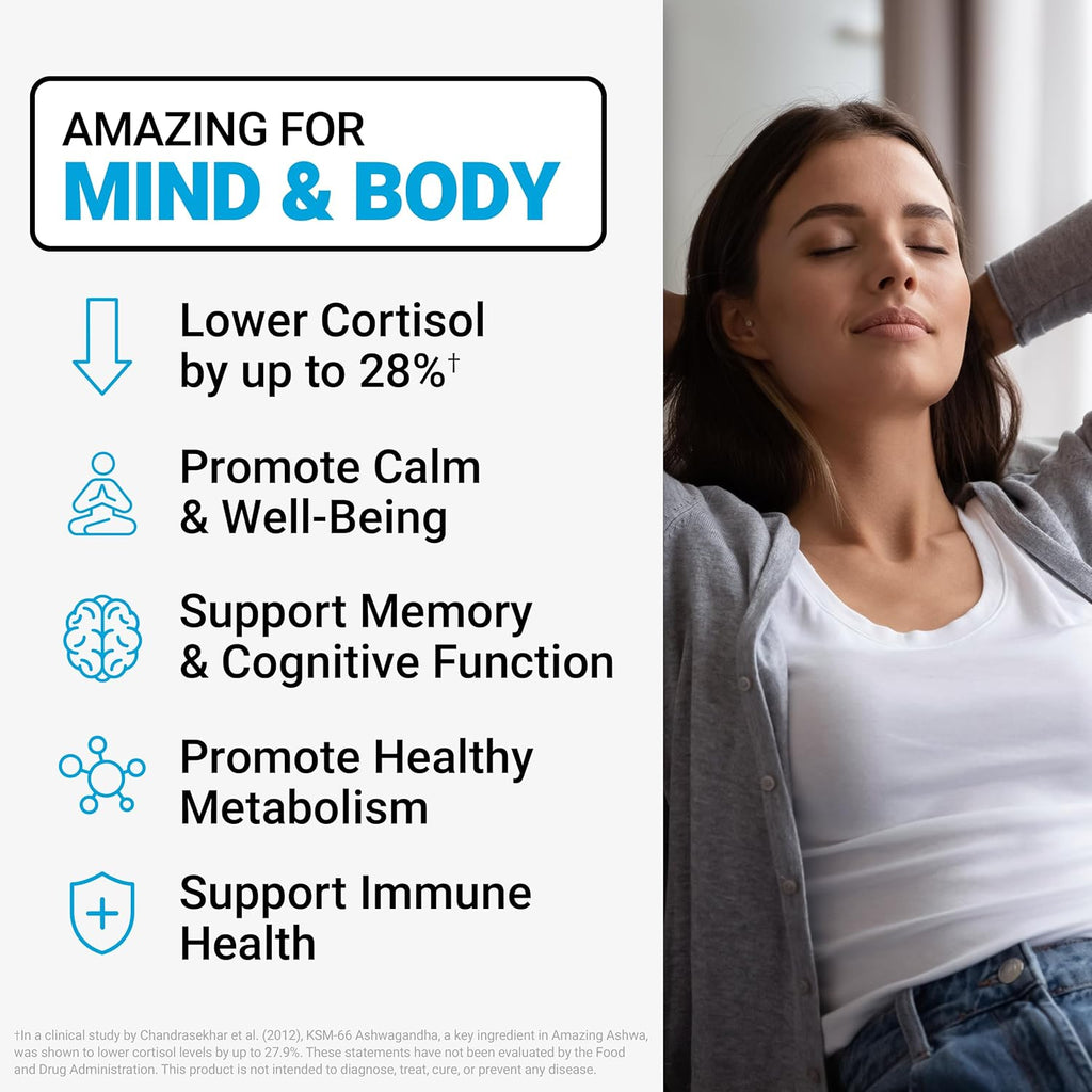 Force Factor Amazing Ashwa for Stress Relief, Memory, Focus, and Immune Support Health, Ashwaganda Supplement with KSM-66 Ashwagandha for Stress, 60 Soft Chews