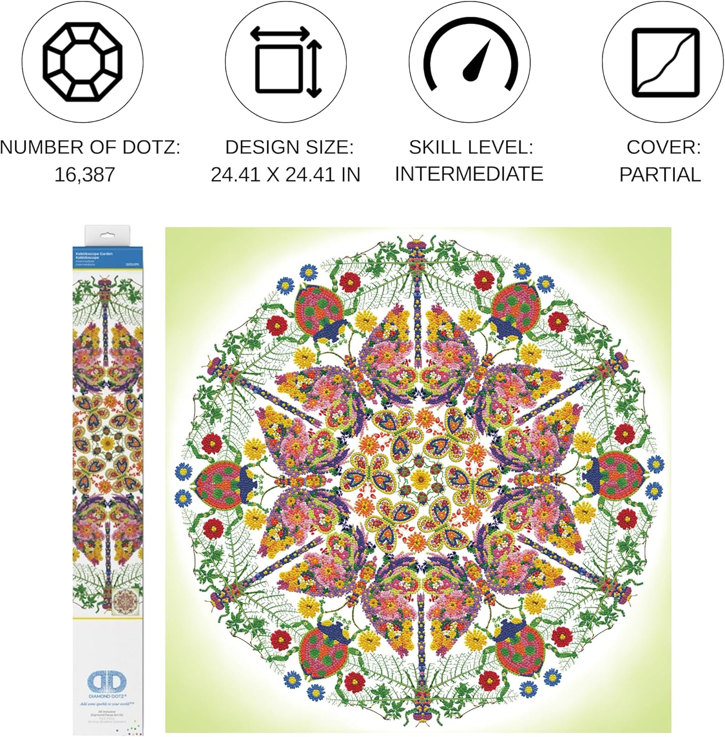 DIAMON DOT Kaleidoscop Garde Flora Diamon Paintin Kit fo Adult Diamon Ar Kit Relaxin Creativ Craf Ki wit Dot Gem 24.4inchx24.4inch