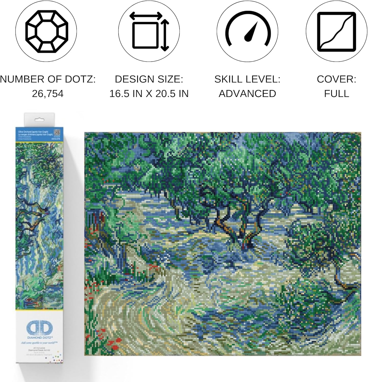 DIAMON DOT Oliv Orchar Va Gog Landscap Diamon Paintin Kit fo Adult Diamon Ar Kit Relaxin Creativ Craf Ki wit Dot Gem 16.5inchx20.5inch