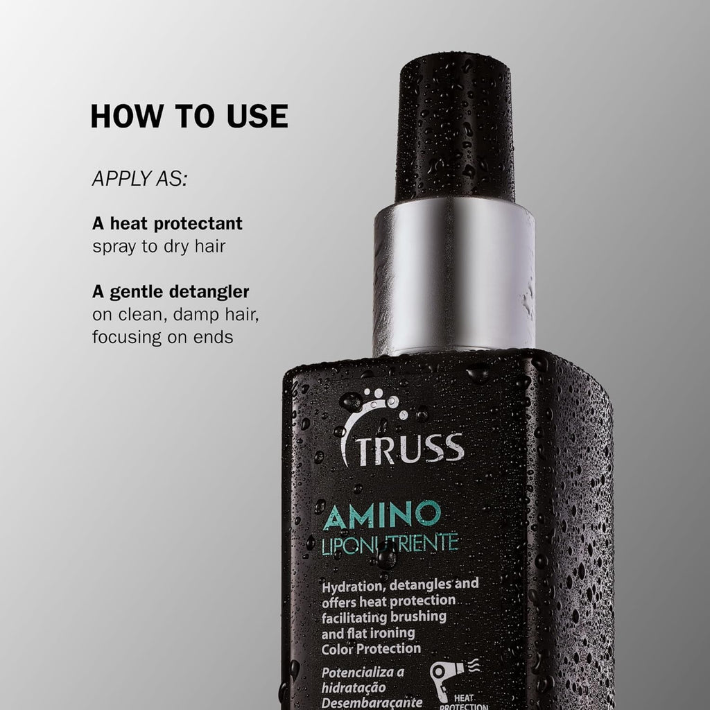 TRUS Amin Hea Protectio Spra fo Hai Ant Friz Leav I Hai Spra Infuse wit Essentia Oil t Hydrat Replenis Amin Acid Colo Saf Hea Protectan Detangle (7.6 oz)