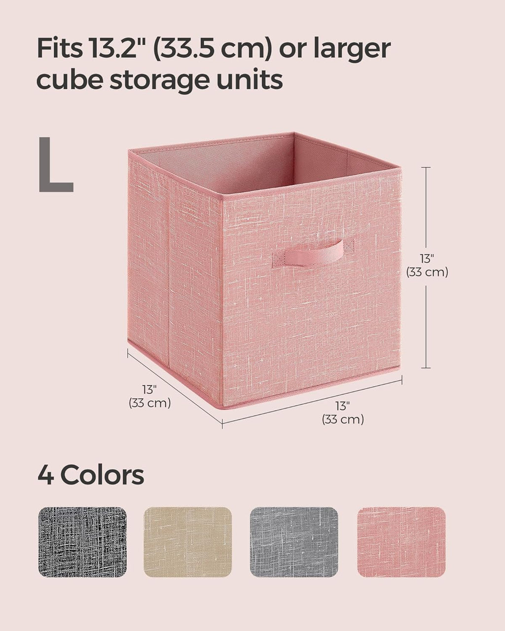 Storage Cubes, 13-Inch Non-Woven Fabric Bins with Double Handles, Set of 6, Closet Organizers for Shelves, Foldable, for Clothes, Jelly Pink UROB033R01