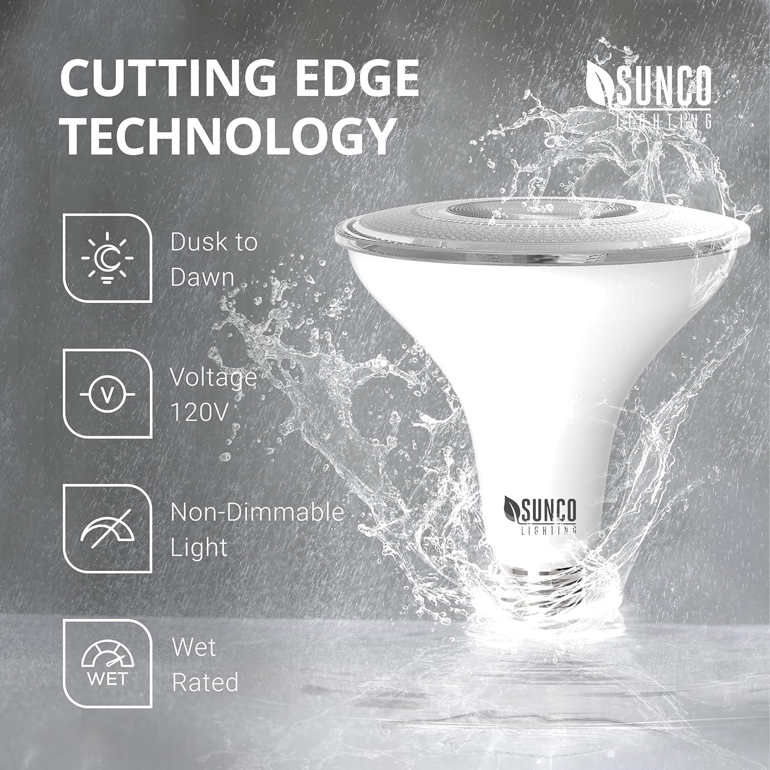 Sunc Dus t Daw Floo Light Outdoor Waterproo PAR3 LE Bulb 120 Equivalen 15W Exterior Wet-Rated 5000 Dayligh 125 LM E2 Base U Pack