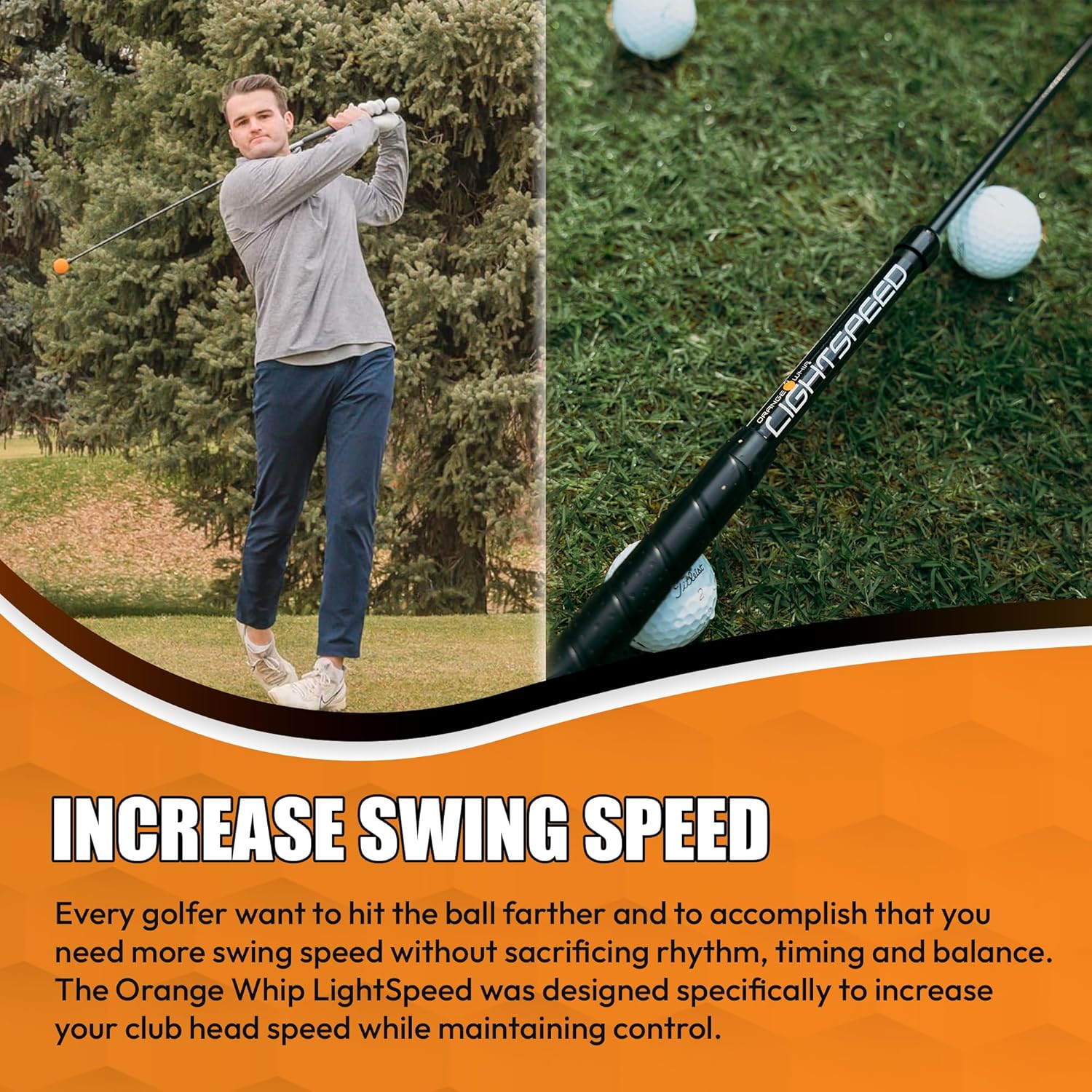 Orang Whi Lightspee Gol Swin Traine Ai Patente Mad i USA Spee Stic Improve Speed Distanc an Accurac (45inch)