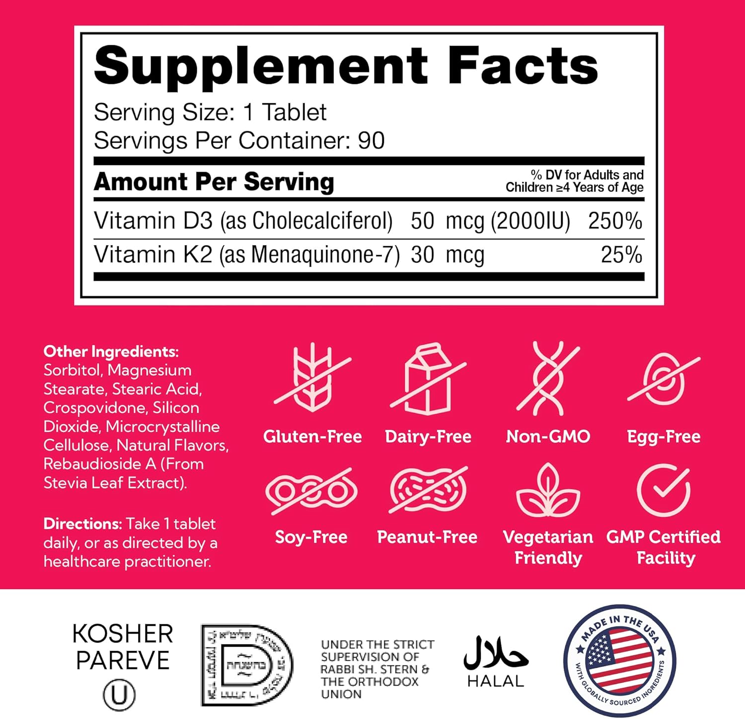 Zahle Junio Vitami D K Chewabl Tablet fo Kids Vitami fo Kid 200 I Deliciou Vitami K Chew t Suppor Health Bone Teet Kosher Les Suga Tha Gummie (9 Count)