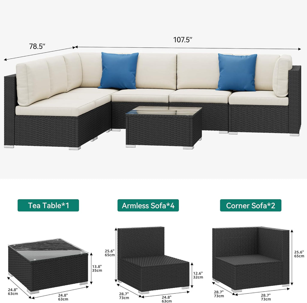 YITAHOM Piece Pati Furnitur Set Sectiona Sof P Ratta Wicke Conversatio Se Outsid Couc wit Tabl an Cushion fo Porc Garde Backyar Balcony