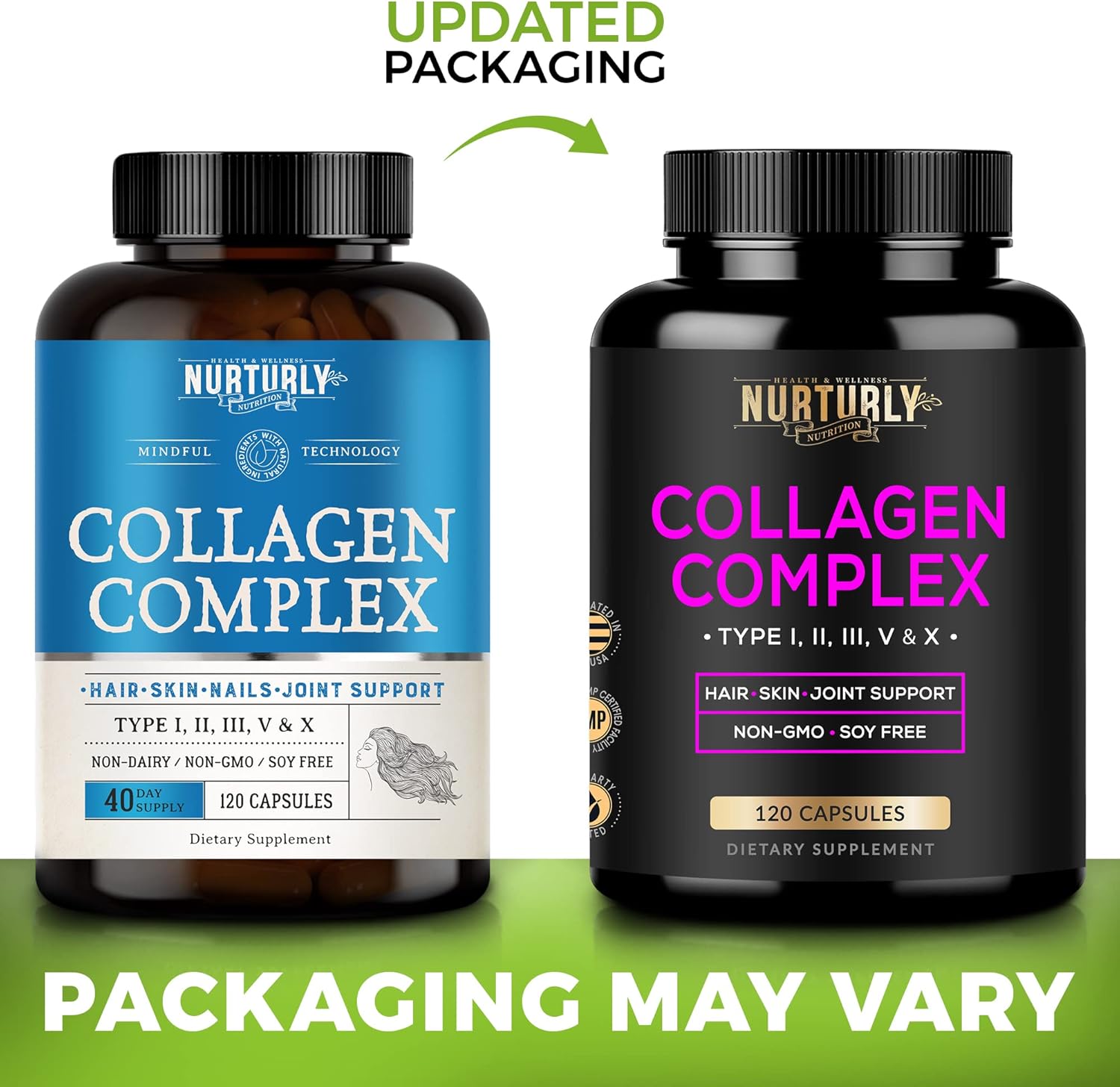 Mult Collage Peptide Powde Capsule Hydrolyze Collage Peptide Type (I II III  X Collage Supplement fo Hair Ski Nail 12 Capsules