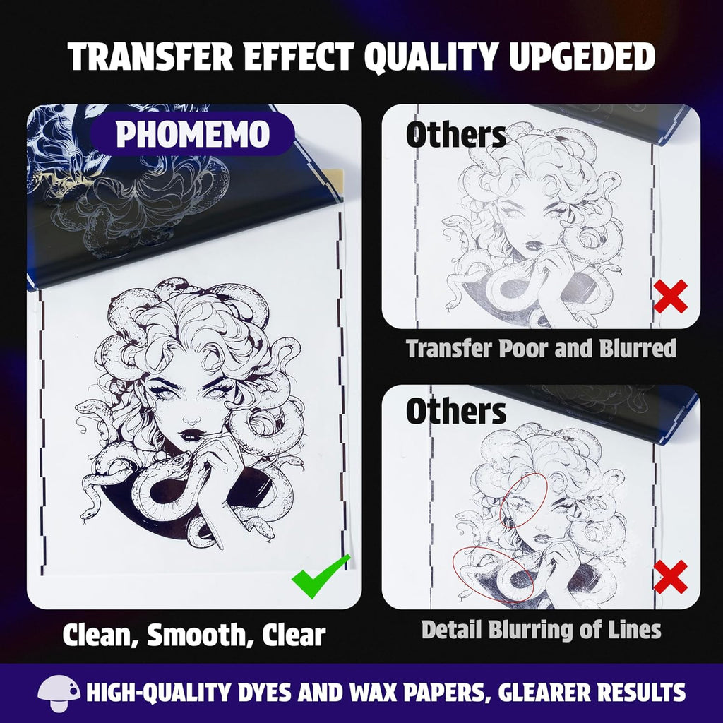 Phomem Tatto Transfe Pape 8.5inc 11inc 10 Sheet o Stenci Paper Tatto Transfe Ki fo Tatto Artist an Enthusiasts Compatibl wit TP81 Itar A886 TATTMUS Tatto Machines