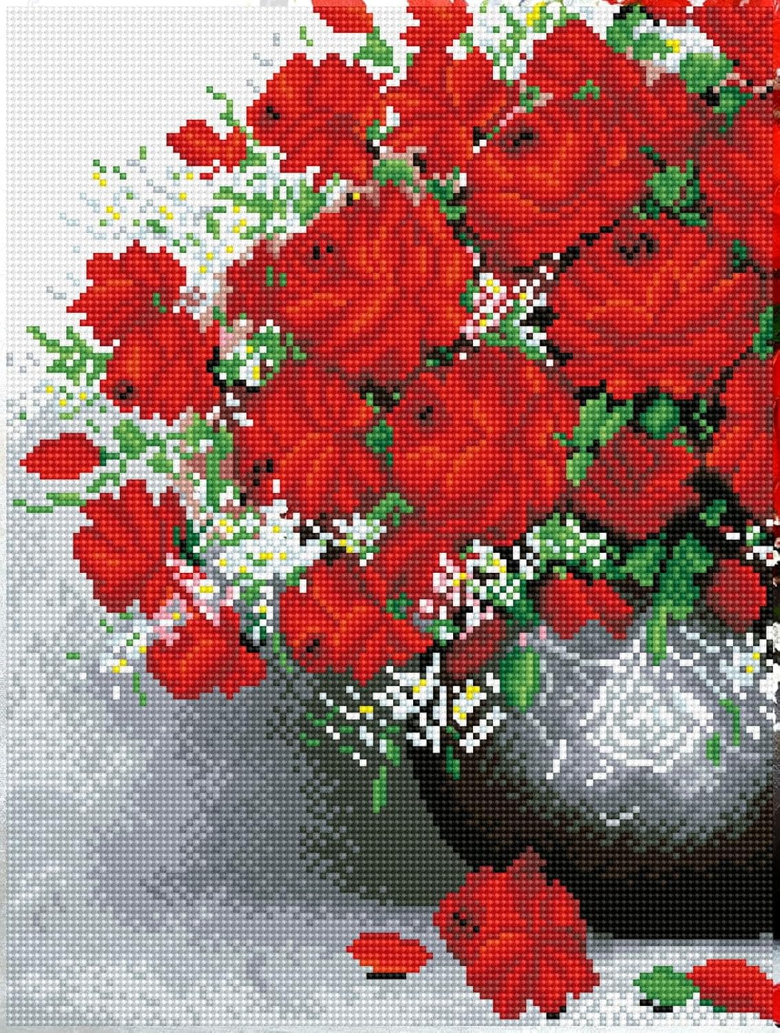 DIAMON DOT Classi Arrangemen Pre-Frame Ki Flowe Diamon Paintin Kit fo Adult Diamon Ar Kit Relaxin Creativ Craf Ki wit Dot Gem 12.2inchx16.1inch