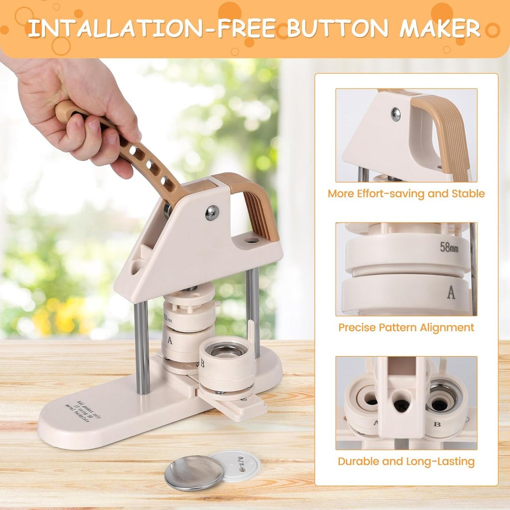 Butto Maker 1/1.25/2.2 i (25/32/5 mm in- Pi Maker Ergonomi Ar Handl Punc Pres Kit 300pc Butto Parts Pictures Circl Cutter Magi Book fo Childre DI Gifts