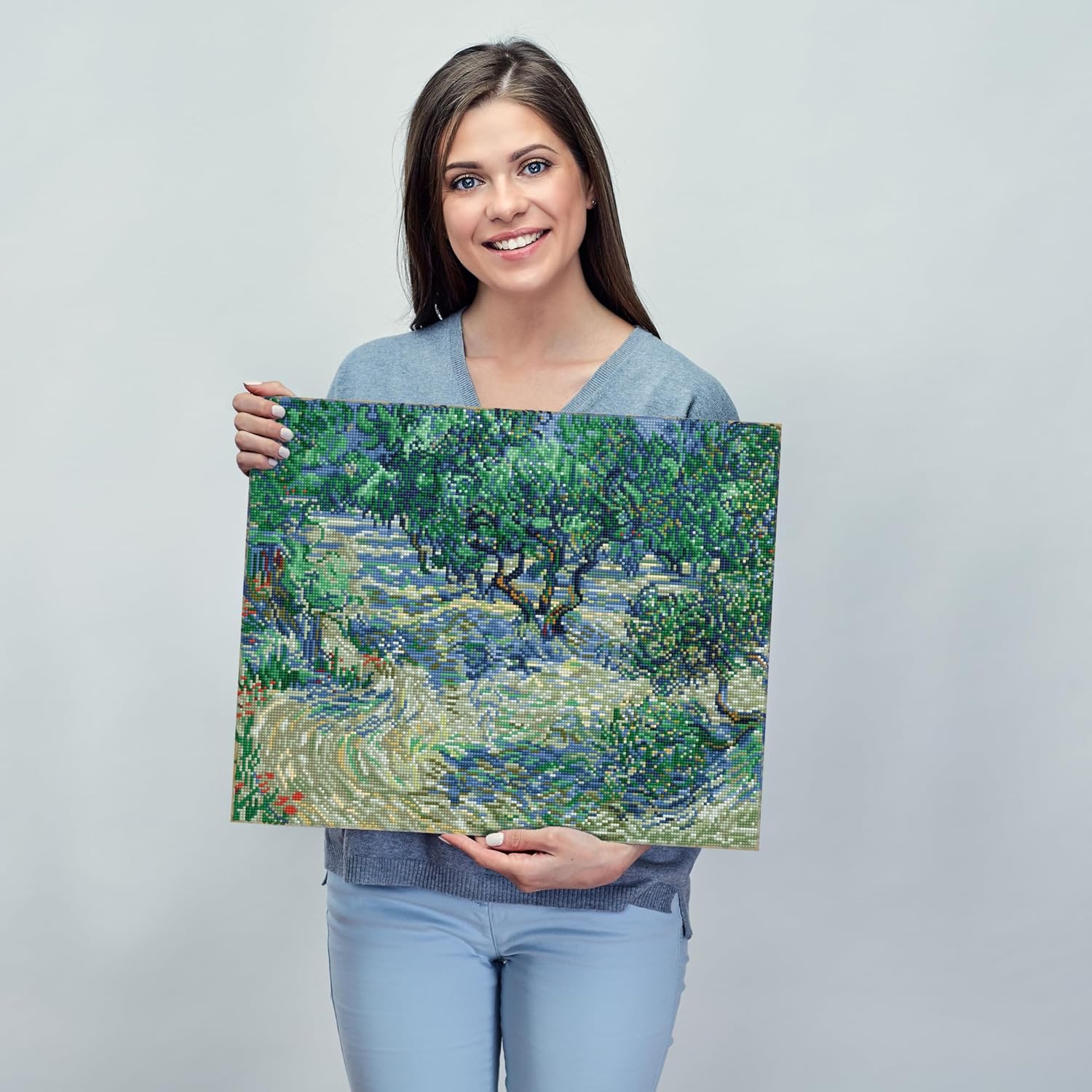 DIAMON DOT Oliv Orchar Va Gog Landscap Diamon Paintin Kit fo Adult Diamon Ar Kit Relaxin Creativ Craf Ki wit Dot Gem 16.5inchx20.5inch
