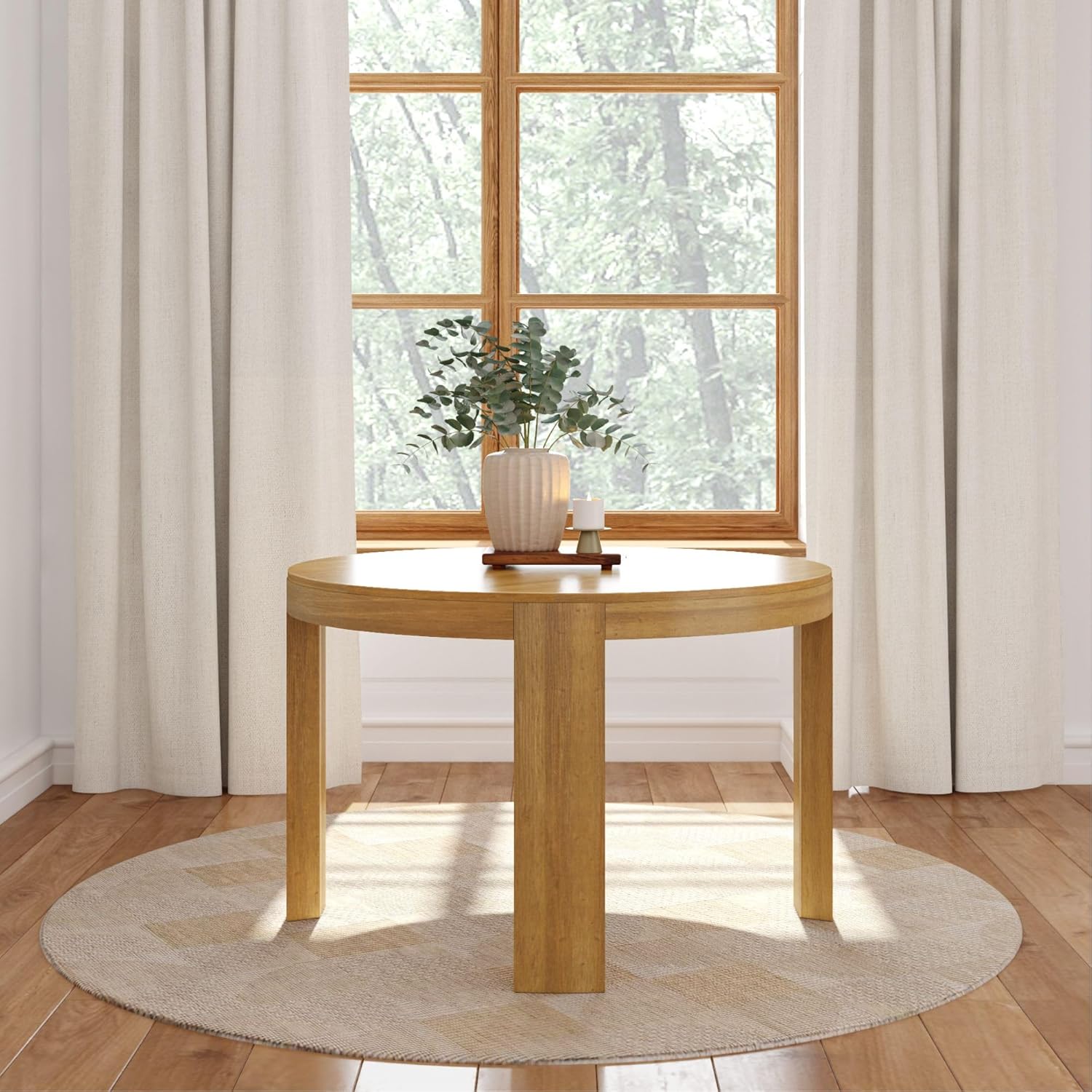 Plank+Bea Contou Roun Dinin Table 4 Inc Kitche Table Soli Woo Dinne Table Kitche Dinett Table Pecan