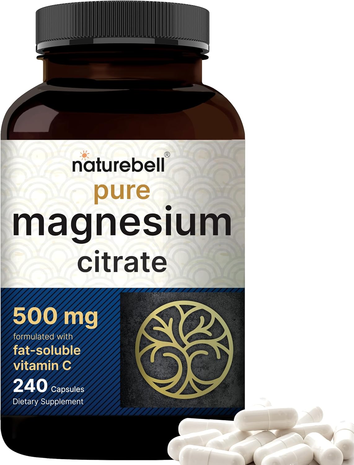 NatureBel Magnesiu Citrat 500mg 24 Capsule High-Purit Elementa For Non-GMO Gluten-Free
