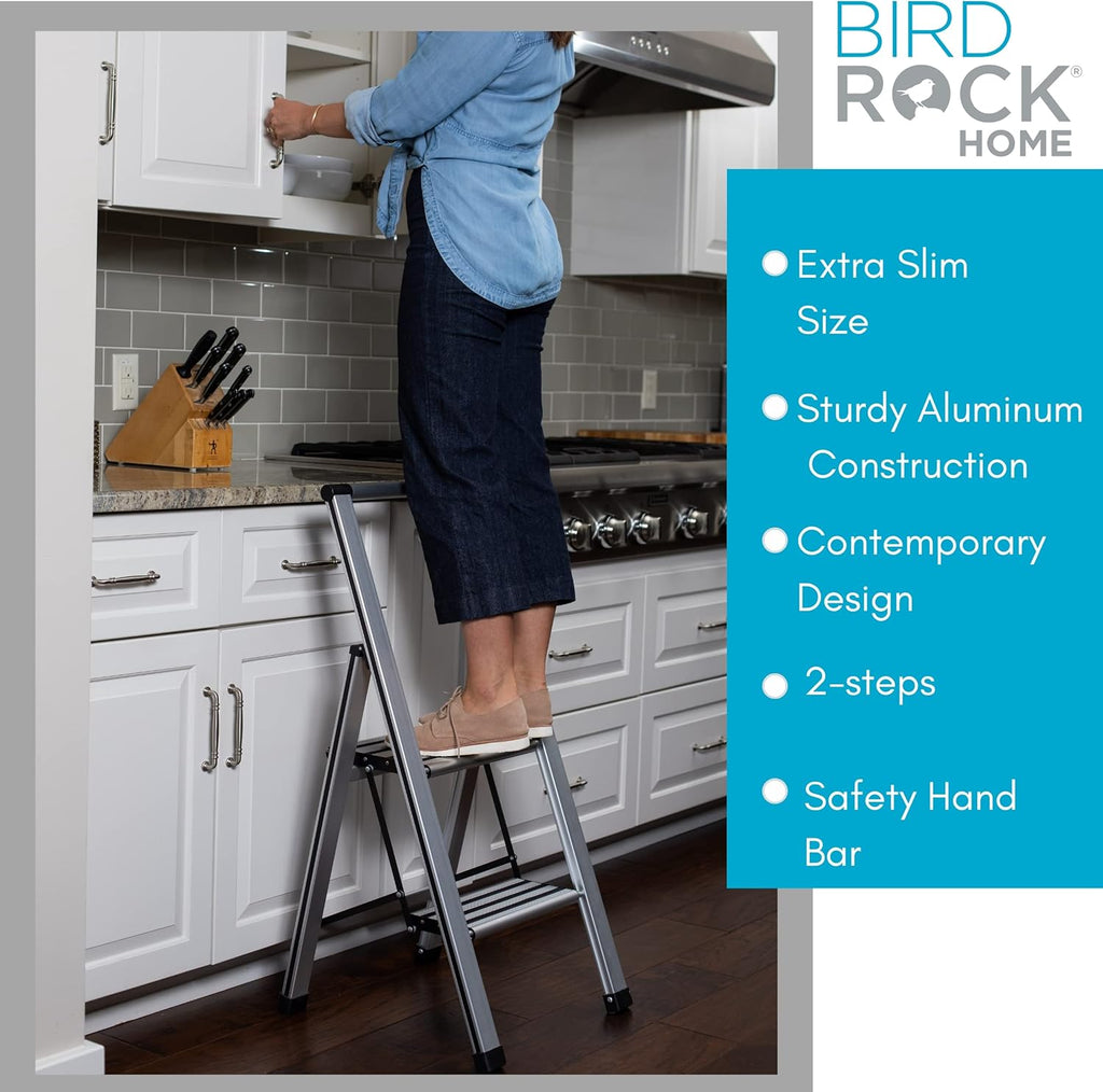BIRDROC HOM Ste Ladde Foldin Anti-Sli Ste Stool 25 l Capacit Lightweight Sli Sturd Desig fo Household Kitchen Garage Indoo Outdoo Us Collapsible Portable Heavy-Duty