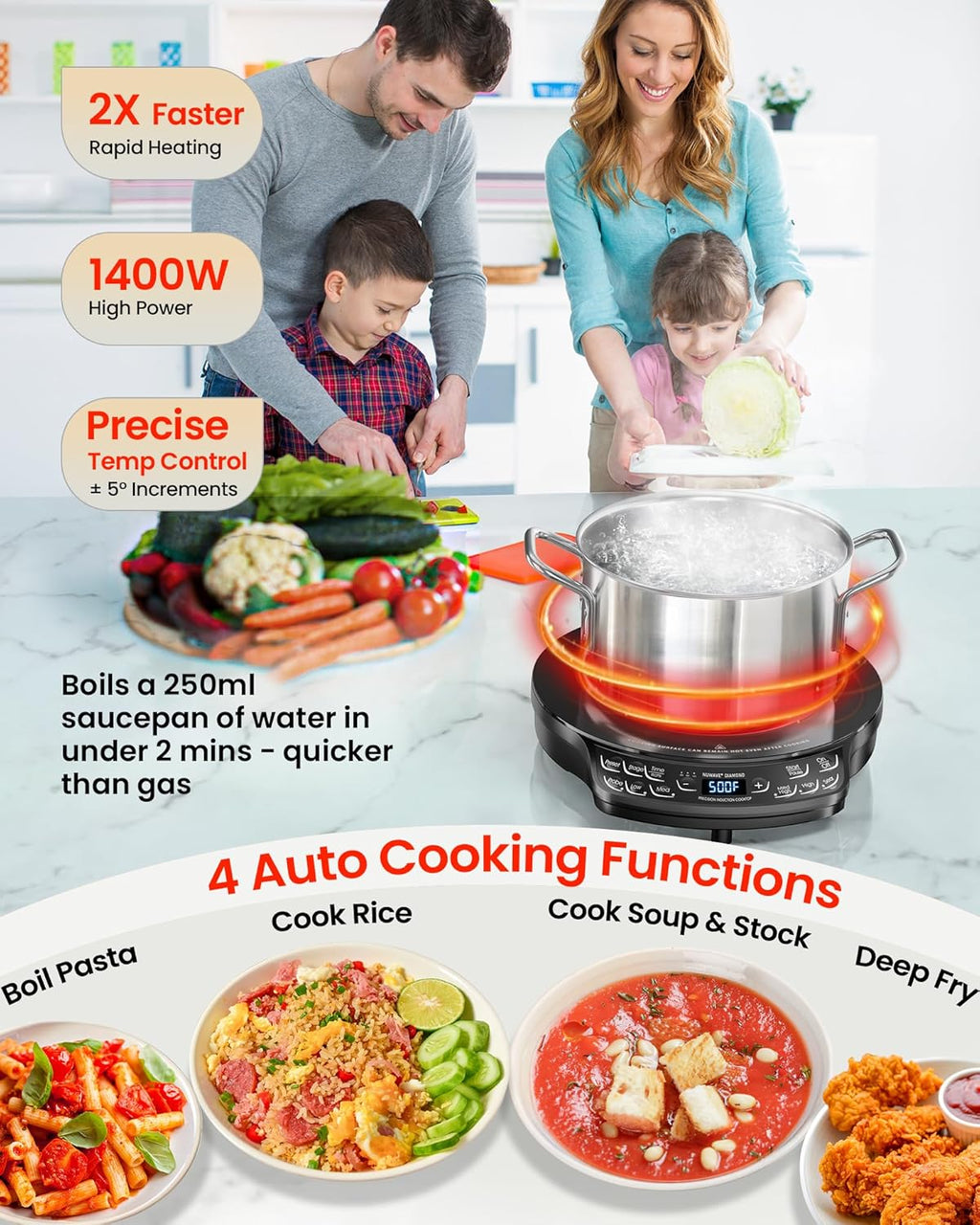 Nuwave Portable Induction Cooktop Diamond with Probe, Advanced Countertop Burner, 91 Temps from 100¡ãF to 500¡ãF, 12¡±Shatter-Proof Ceramic Glass & 6.5¡±Heating Coil, Ideal for RV Camp,Small Apt,Travel