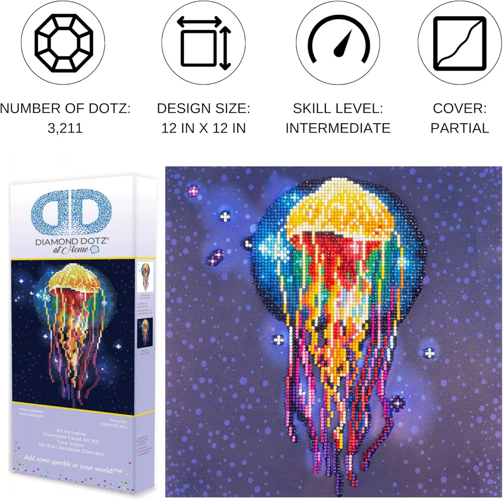 DIAMON DOT a Hom Jellyfis Diamon Paintin Kit fo Adult Diamon Ar Kit Relaxin Creativ Craf Ki wit Dot Gem 12x12