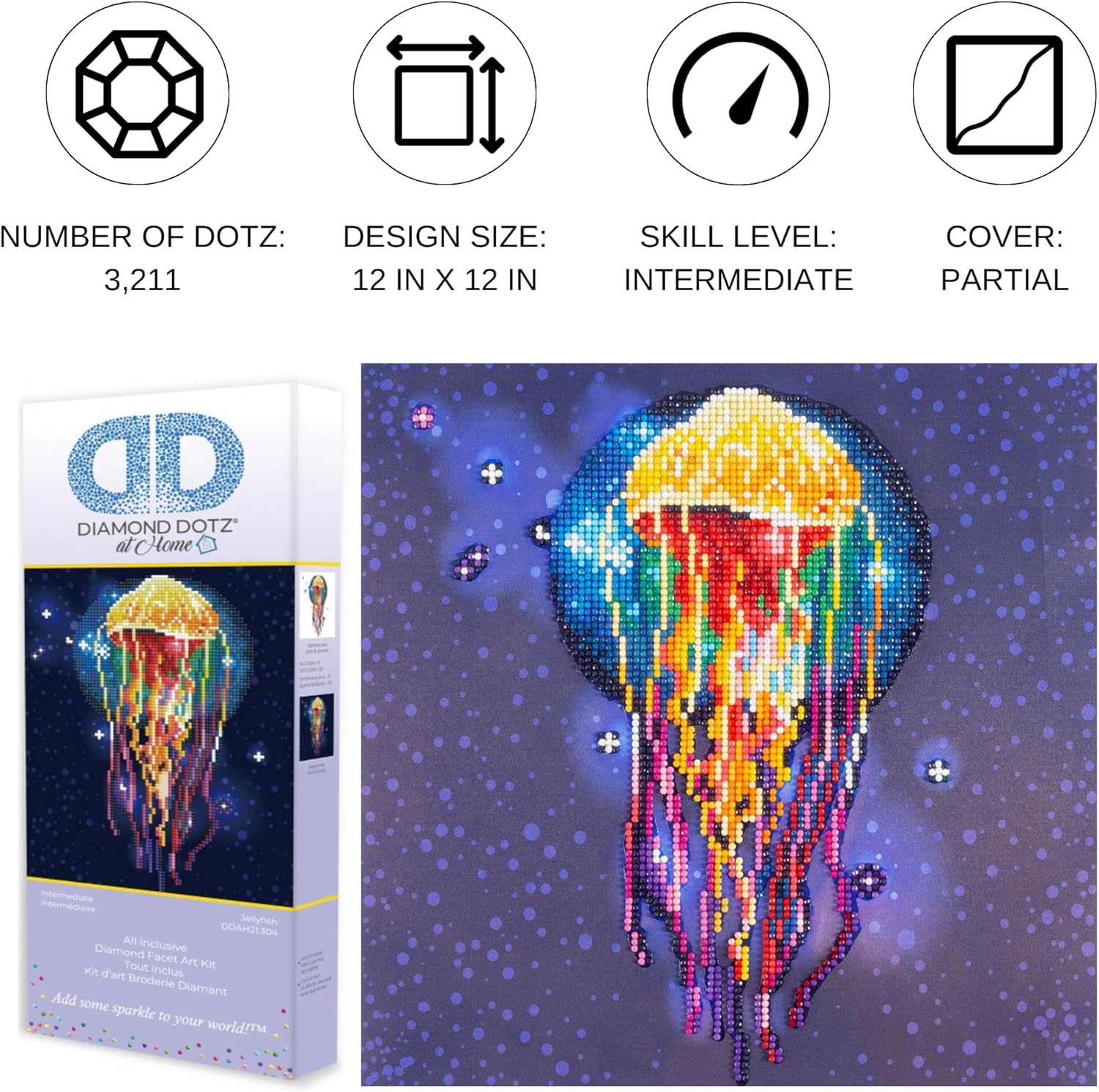 DIAMON DOT a Hom Jellyfis Diamon Paintin Kit fo Adult Diamon Ar Kit Relaxin Creativ Craf Ki wit Dot Gem 12x12