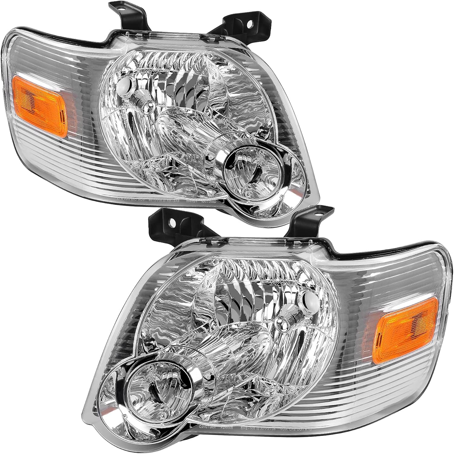 AUTOSAVER88 Headlight Assembly Compatible with 2006-2010 Ford Explorer 2007-2010 Ford Explorer Sport Trac Chrome Housing with Amber Reflector