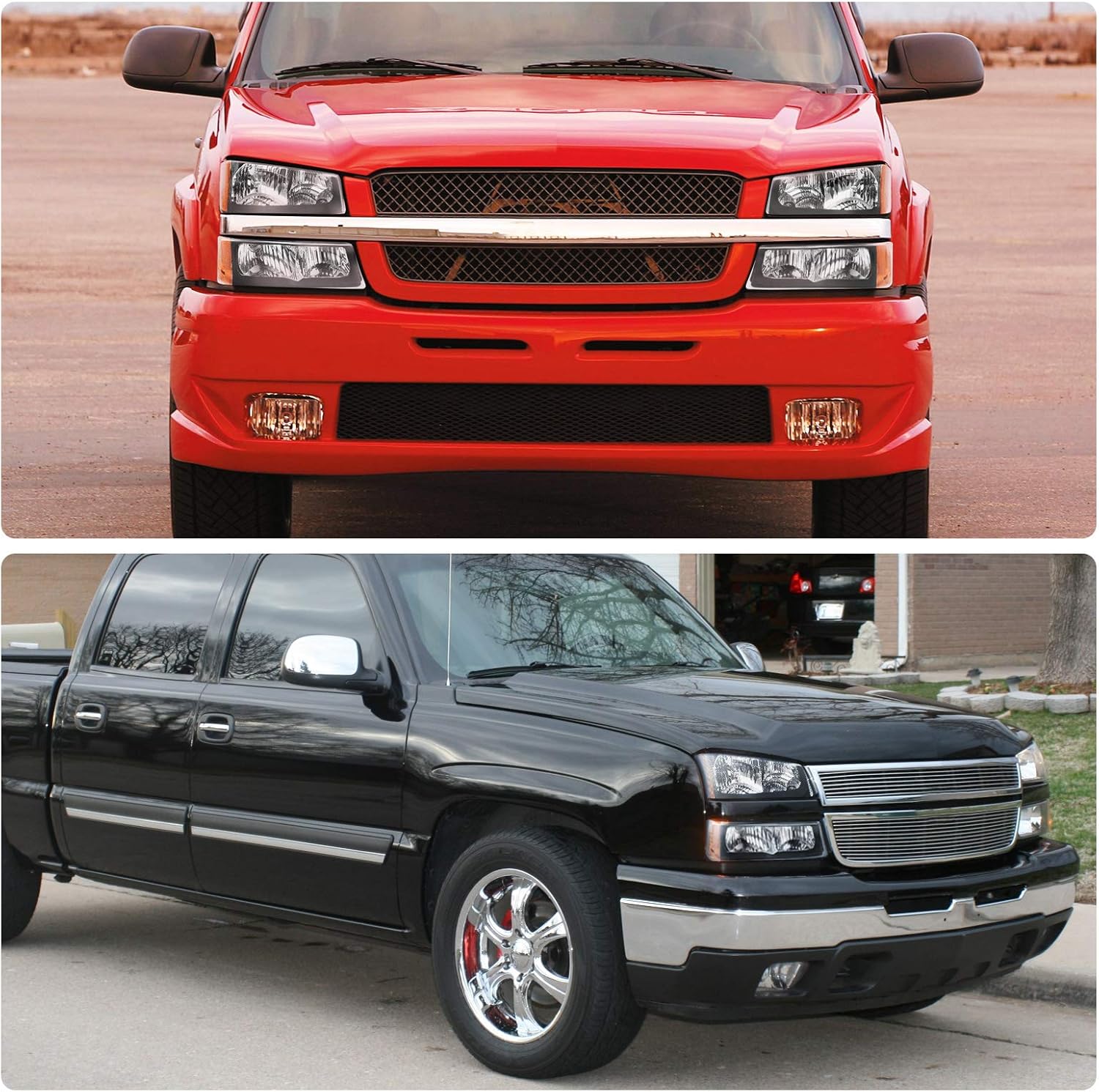 DWVO Headlights Assembly Compatible with 2003 2004 2005 2006 Chevy Silverado Avalanche 1500 1500HD 2500 2500HD 3500 Headlamp 2007 Silverado 1500 2500 3500 Black Housing with Front Signal Lights