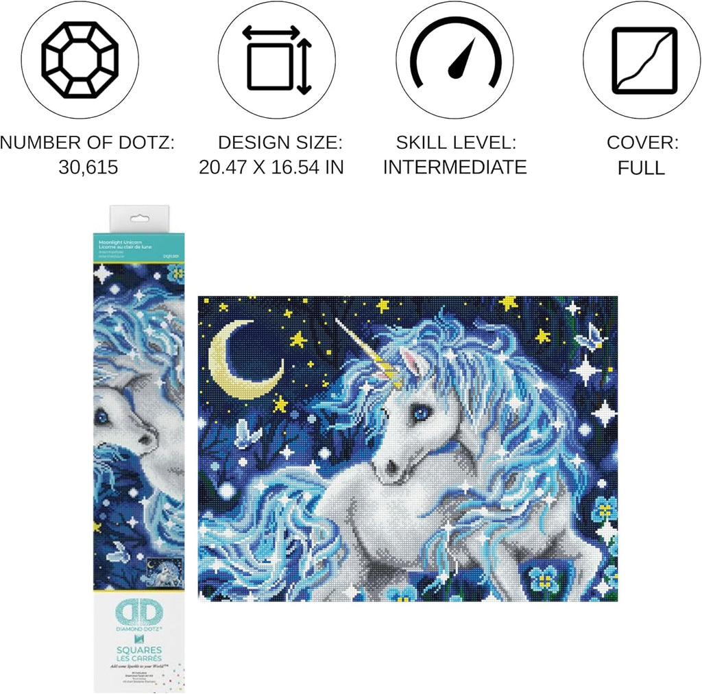 DIAMON DOT Moonligh Unicor Diamon Paintin Kit fo Adult Diamon Ar Kit Relaxin Creativ Craf Ki wit Dot Gem 20.5inchx16.5inch