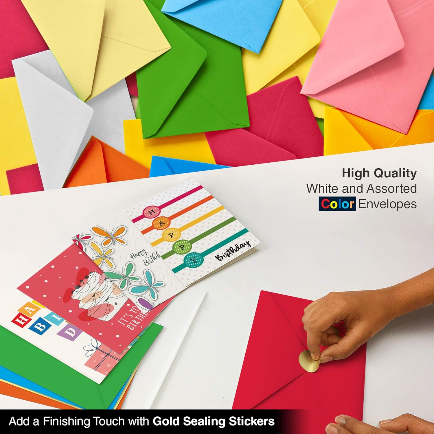 Dessie 100 Unique Birthday Cards Assortment with Greetings Inside for Businesses and Individuals.100 Assorted Color Envelopes, Gold Seals, Birthday Calendar in Sturdy Storage Box