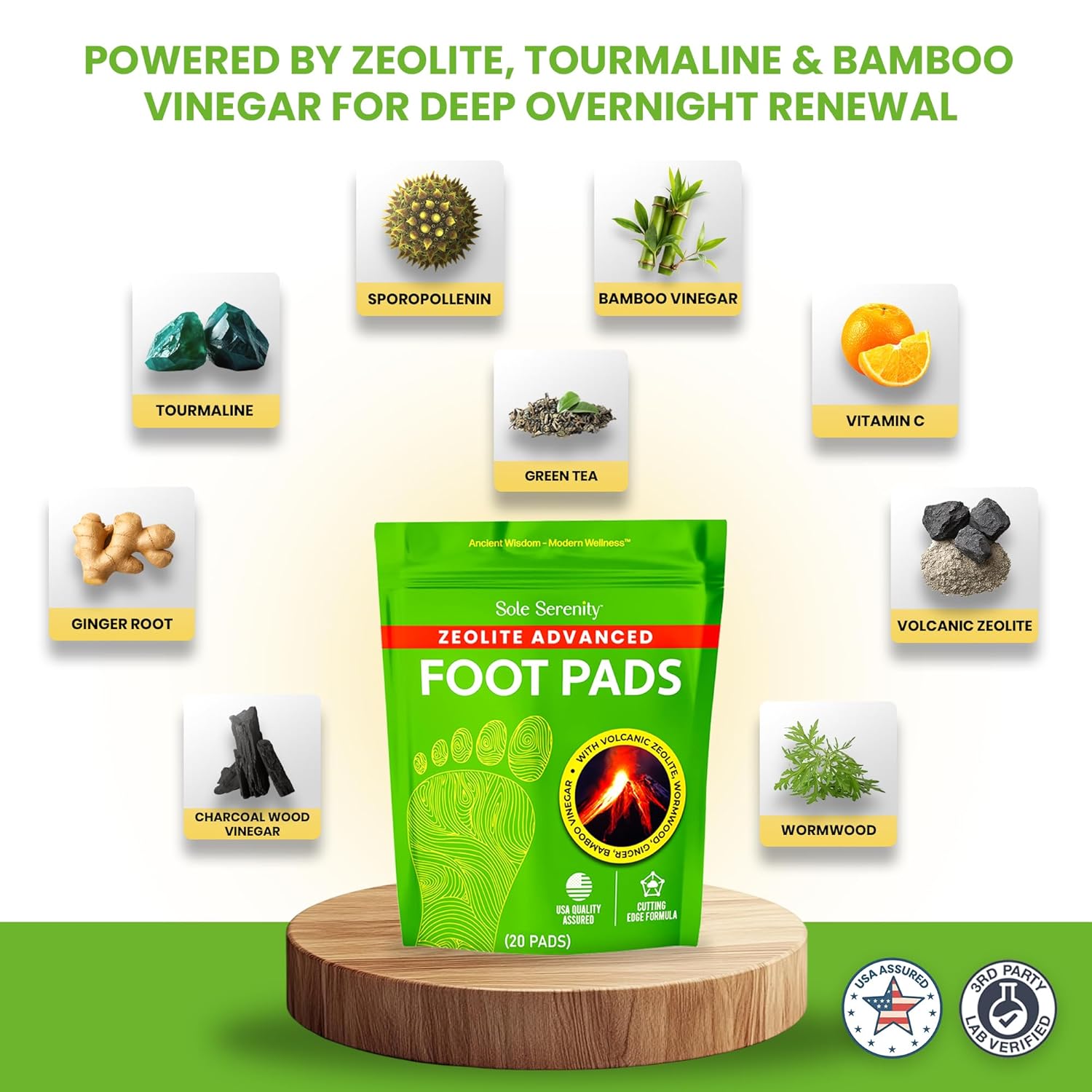 Sol Serenit Foo Pad Zeolit Mineral Ginge Root Wormwood Bambo Vinegar Foo Sp fo Ach Fee ( Pack)