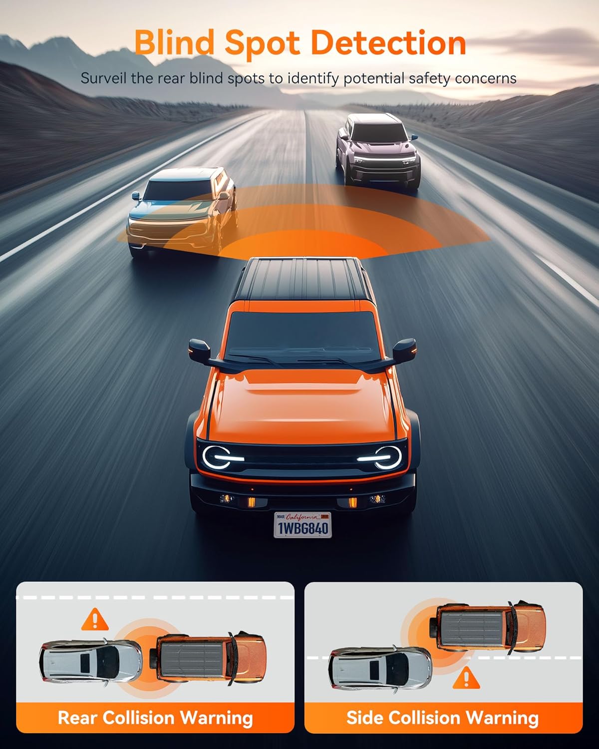 WOLFBO G840 12' Mirro Das Ca wit ADA an BSD 2.5 Rea Vie Mirro Camer Fron an Rear 5.8GH WiFi Voic Control Parkin Monitor Include 32G Car GPS Loo Recording