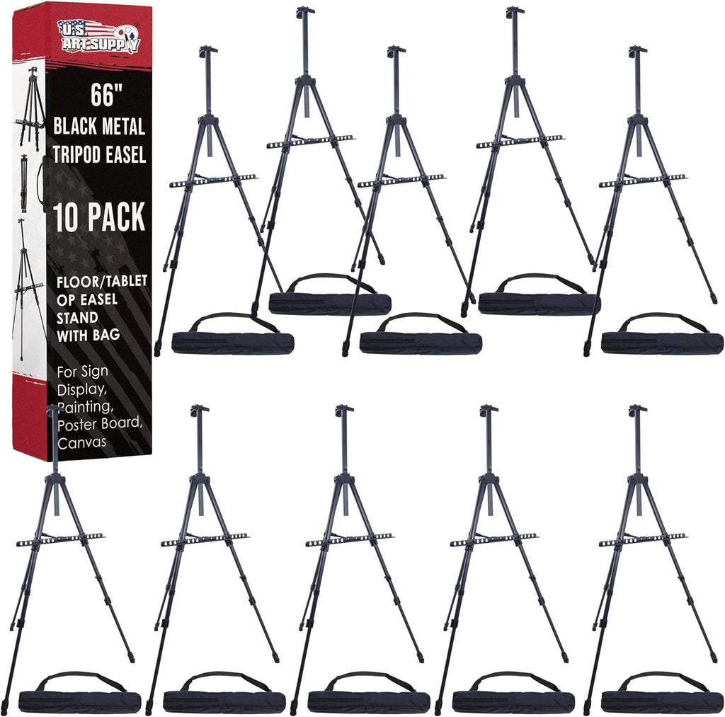 U.S Ar Suppl 66inc Blac Meta Tripo Ease Displa (1 Pack Adjustabl 20inch 5.5' Hold 32inc Canva Floor/Tableto Ease Stand fo Sig Display Painting Poste Board Canva Portabl Bag