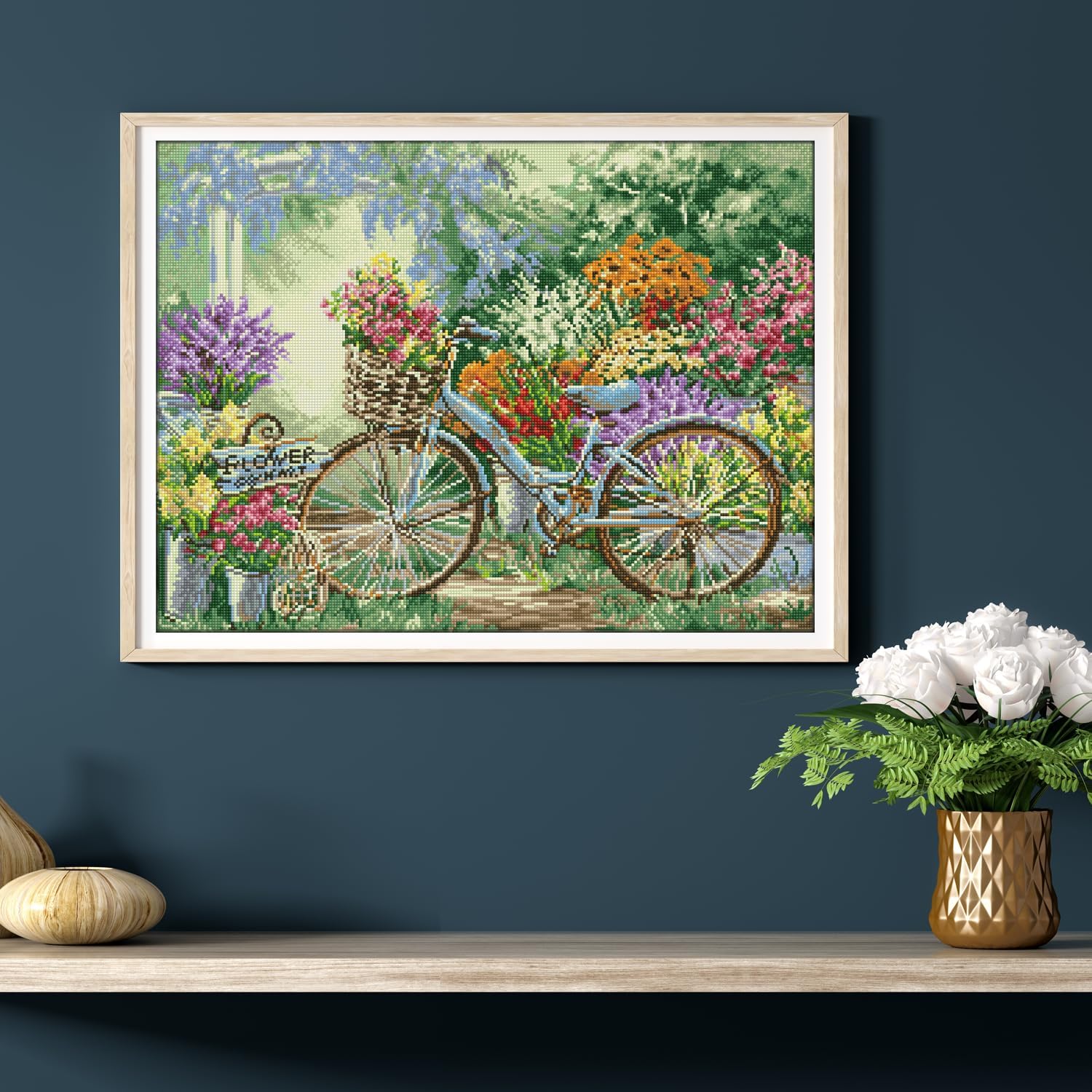 DIAMON DOT Th Flowe Mar Diamon Paintin Kit fo Adult Diamon Ar Kit Relaxin Creativ Craf Ki wit Dot Gem 19.7x26.4