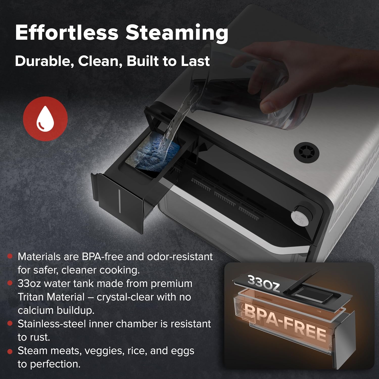 Nuwav PFAS-Fre Stea Ove Ai Fryer All-in-On Convectio Cooke wit Precisio Stea Control Toast Ai Fry Sou Vide Stea More Juicie Meats 12 Presets 50¨C450¡ãF Stainles Steel