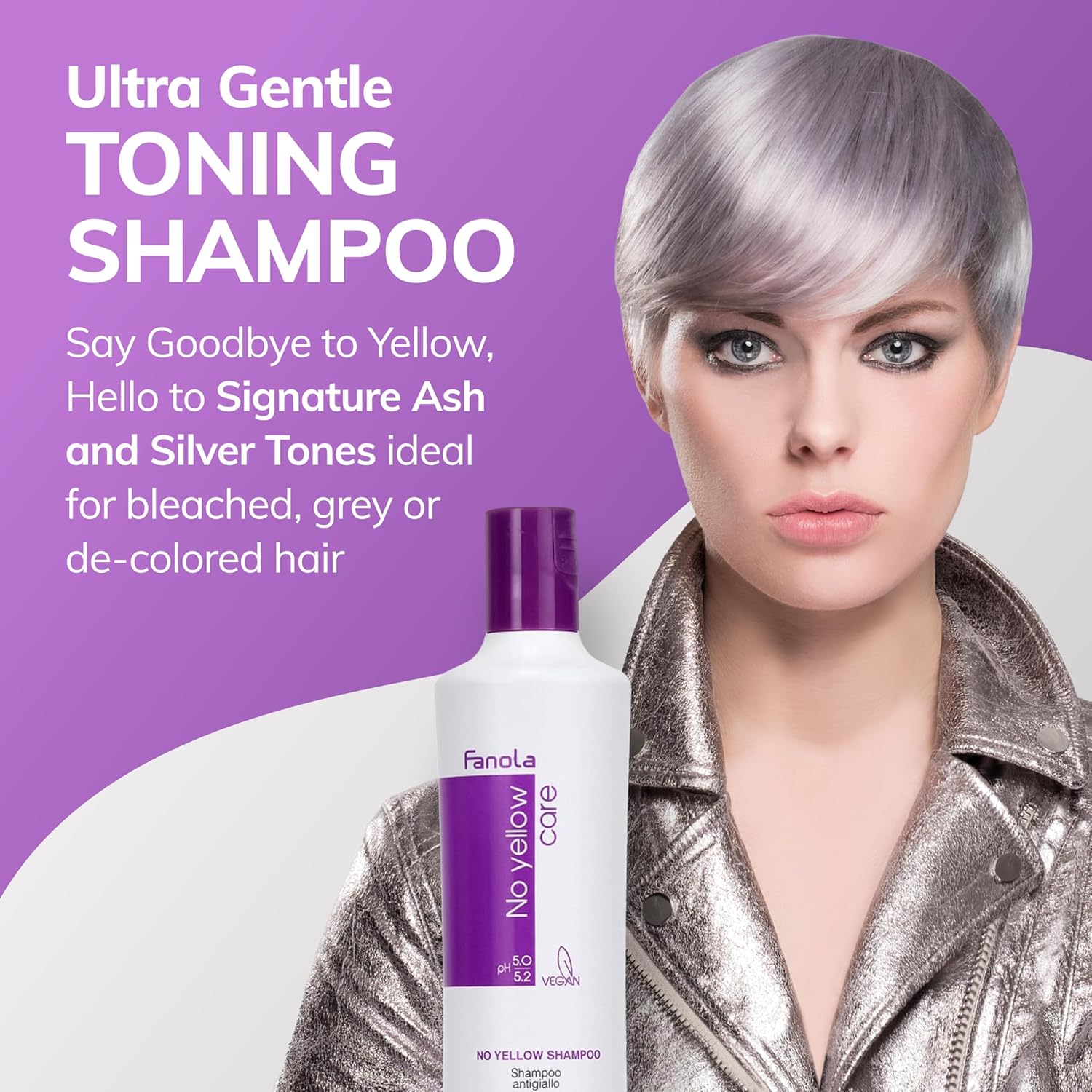 Fanol N Yello Purpl Shampo Purpl Colo Depositin Shampo fo Blondes Bleache Gre Hai Formulate wit Viole Pigmen t Remov Brass Tone fro Hai (11.8 F oz)