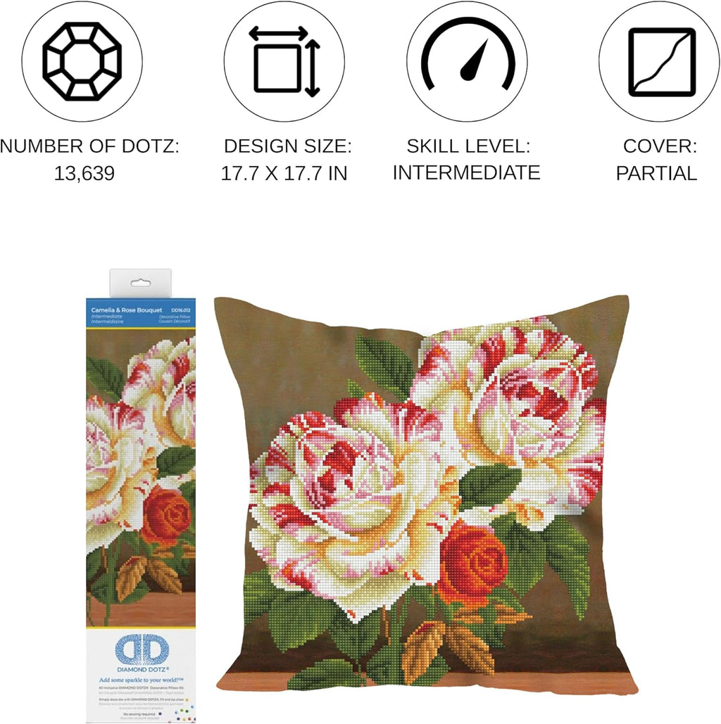 DIAMON DOT Camelli Ros Flora Diamon Paintin Kit fo Adult Diamon Ar Kit Relaxin Creativ Craf Ki wit Dot Gems