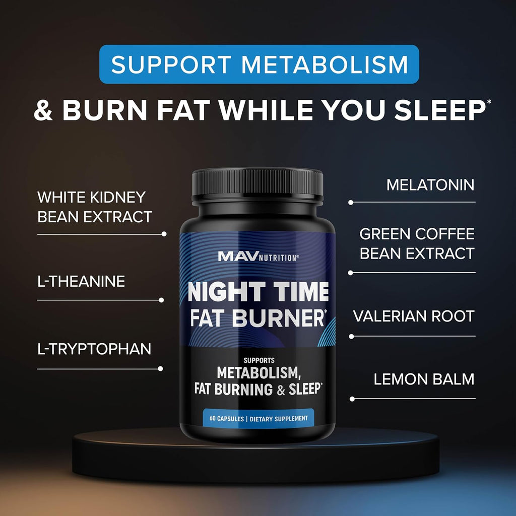 Nigh Tim Fa Burne fo Weigh Los Suppor Slee Ai Appetit Suppressant Car Blocker Nighttim Metabolis Booste fo Stomac Fa Burne Nigh Shre wit Melatoni Non-GMO Vega 60ct