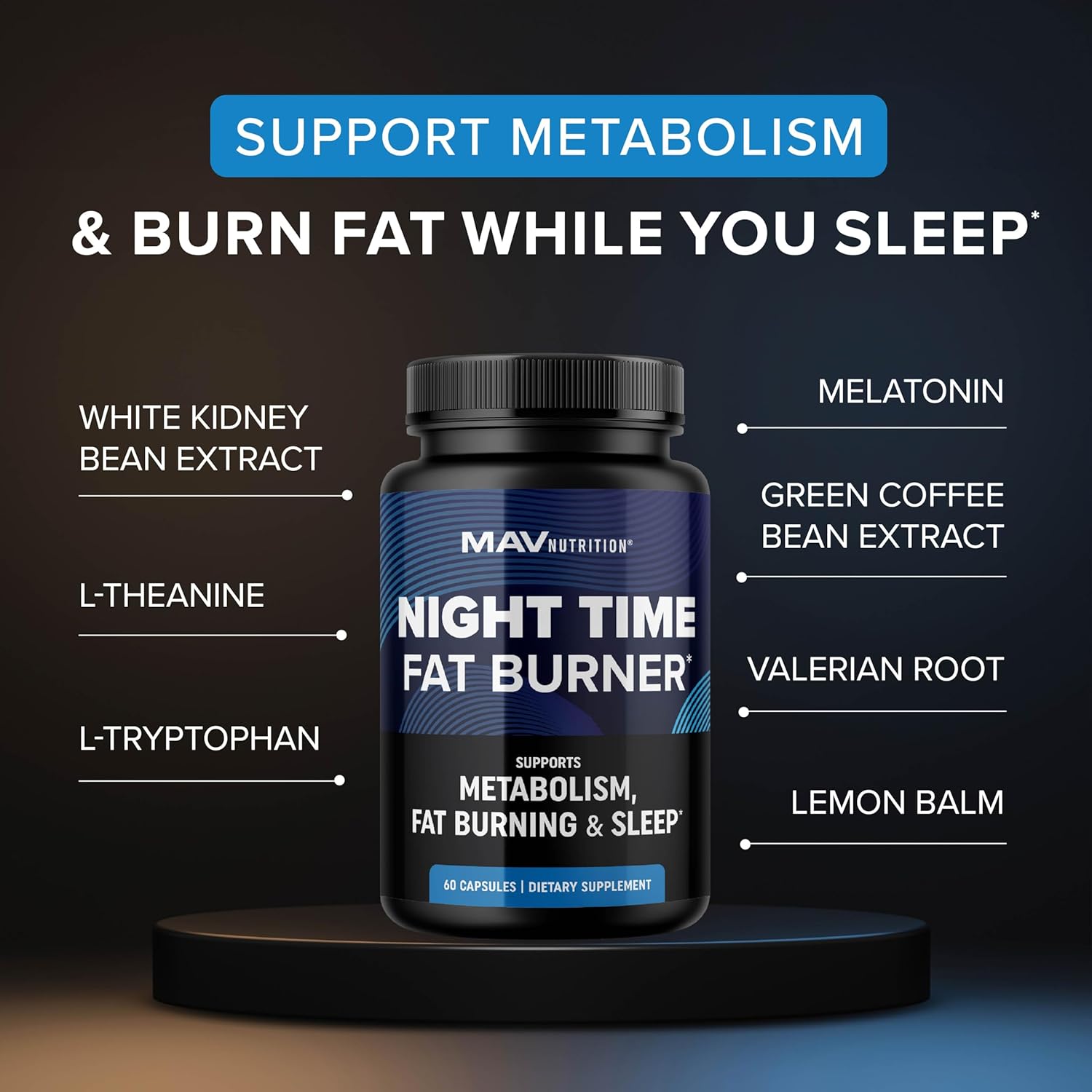 Nigh Tim Fa Burne fo Weigh Los Suppor Slee Ai Appetit Suppressant Car Blocker Nighttim Metabolis Booste fo Stomac Fa Burne Nigh Shre wit Melatoni Non-GMO Vega 60ct