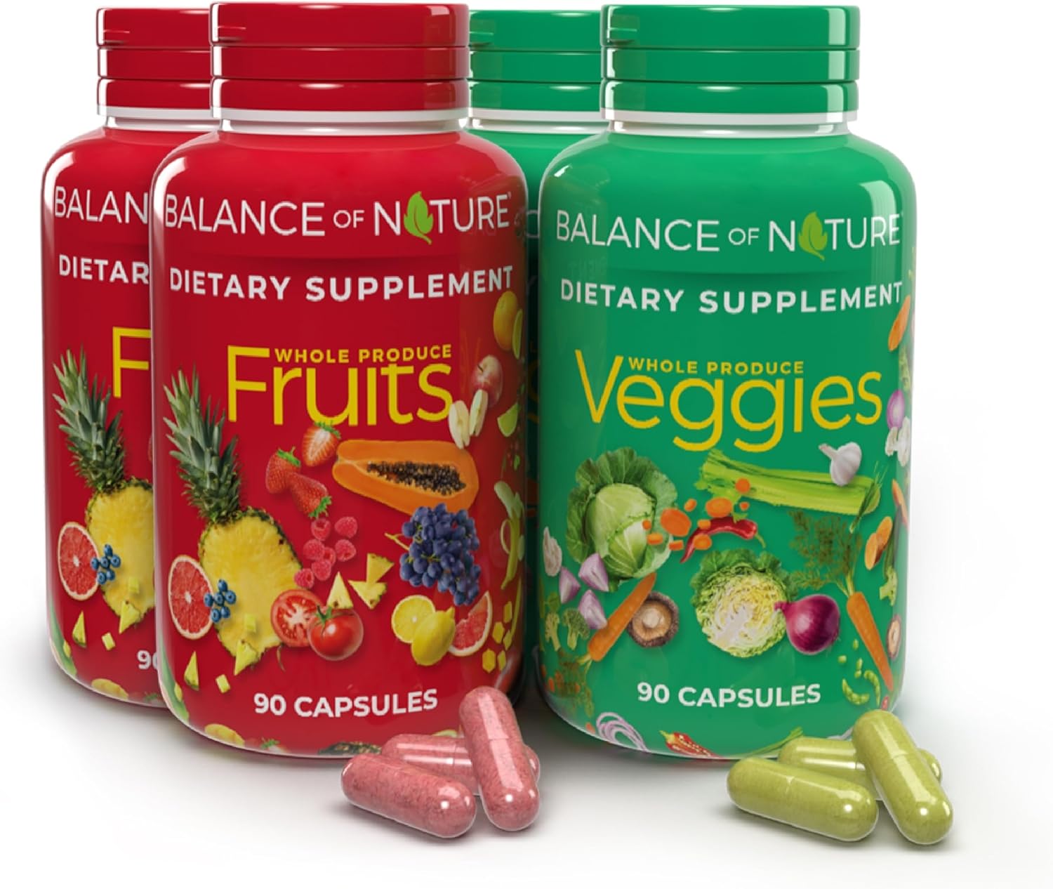 Balanc o Natur Fruit Veggie Supplement Whol Frui an Vegetabl Ingredient fo Women Men an Kid 9 Fruit Capsules 9 Veggie Capsule  Sets
