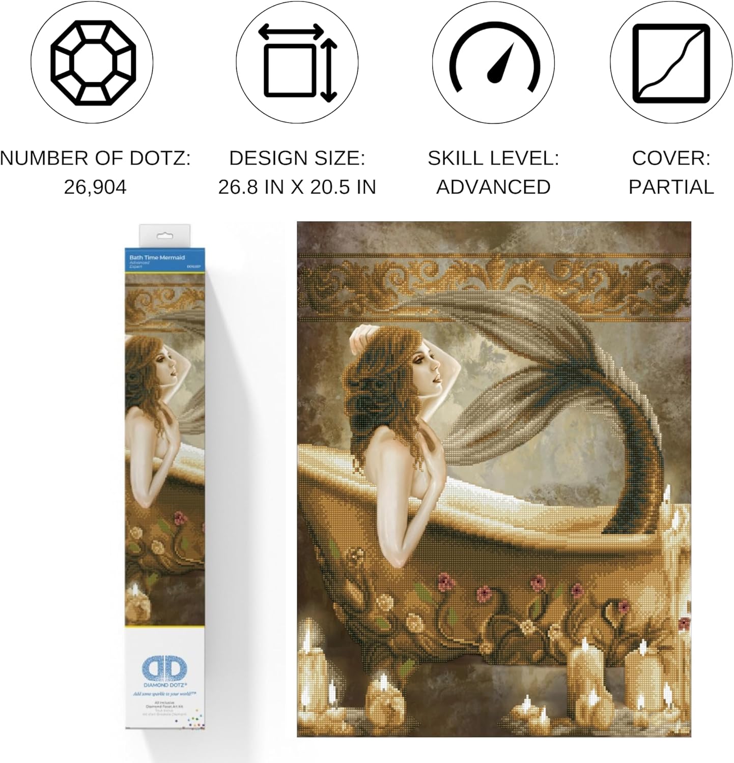 DIAMON DOT Bat tim Mermai Diamon Paintin Kit fo Adult Diamon Ar Kit Relaxin Creativ Craf Ki wit Dot Gem 26.8x20.5