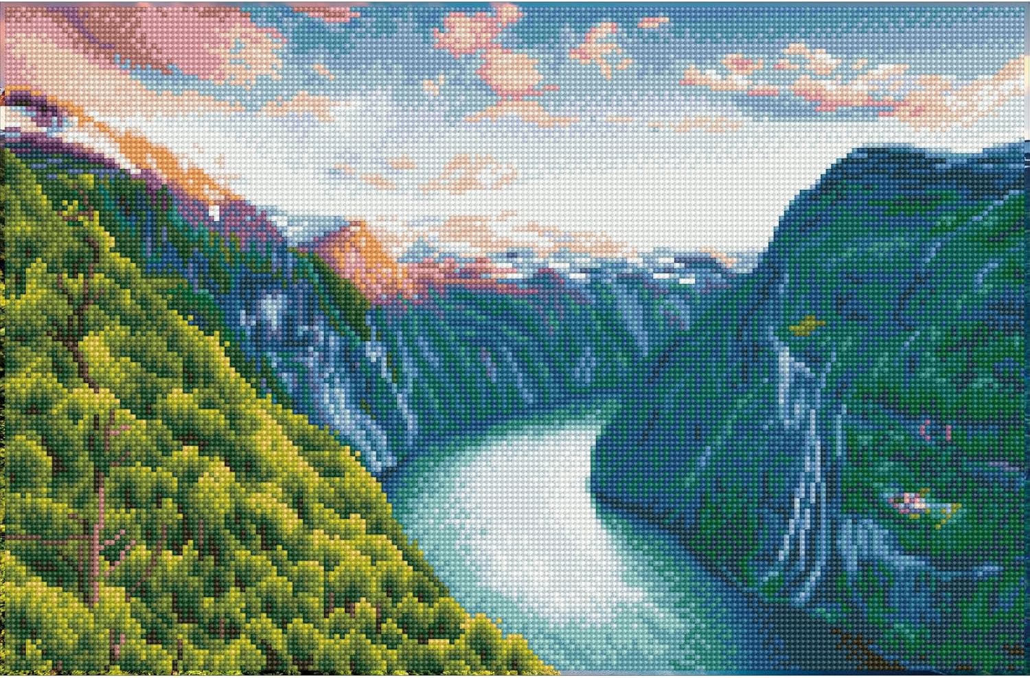 DIAMON DOT Might Rive Diamon Paintin Kit fo Adult Diamon Ar Kit Relaxin Creativ Craf Ki wit Dot Gem 13.4x20.5