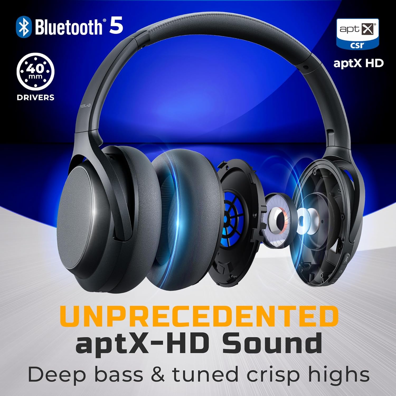 TREBLA Z Pr Hybri Activ Nois Cancellin Headphones Signatur aptX-H Audio Memor Foa Ea Cups Foldable 45 Play Bluetoot 5 Fas Charging Workou Ove Ea Headphone Wireles Wit Mic