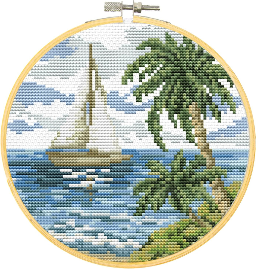DIAMON DOT Kit N Coun Cros Stitc Sailin Away Stampe Cros Stitc Kit fo Adult wit Stunnin Cros Stitc Pattern fo Relaxin an Creativ Craf Project