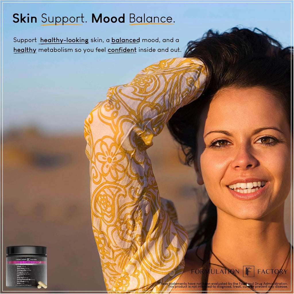 Formulation Factory She's Obsessed: 10-in-1 Hormone Balance Maximizer with Shilajit, Maca, Ashwagandha, DIM, Dong Quai, Zinc & More for Vitality & Balance ¨C 120 Capsules 2 Months