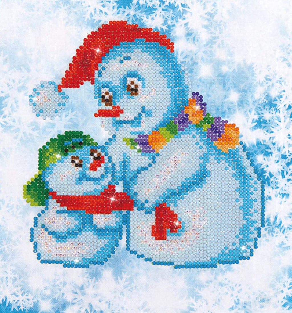 DIAMON DOT Sno Famil Snowma Diamon Paintin Kit fo Adult Diamon Ar Kit Relaxin Creativ Craf Ki wit Dot Gem 9.5inchx9.9inch