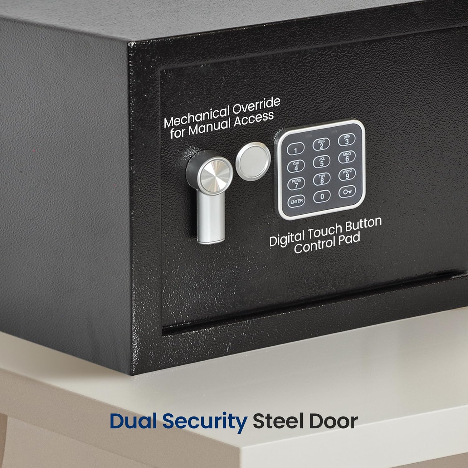 Electronic Safe Box | Heavy-Duty 12.2¡¯¡¯ x 7.8¡¯¡¯ Small Lockbox | Digital Keypad Code 2 Key Override | Compact Money Safe for Cash, Jewelry, Valuables | Wall Floor Mountable Storage
