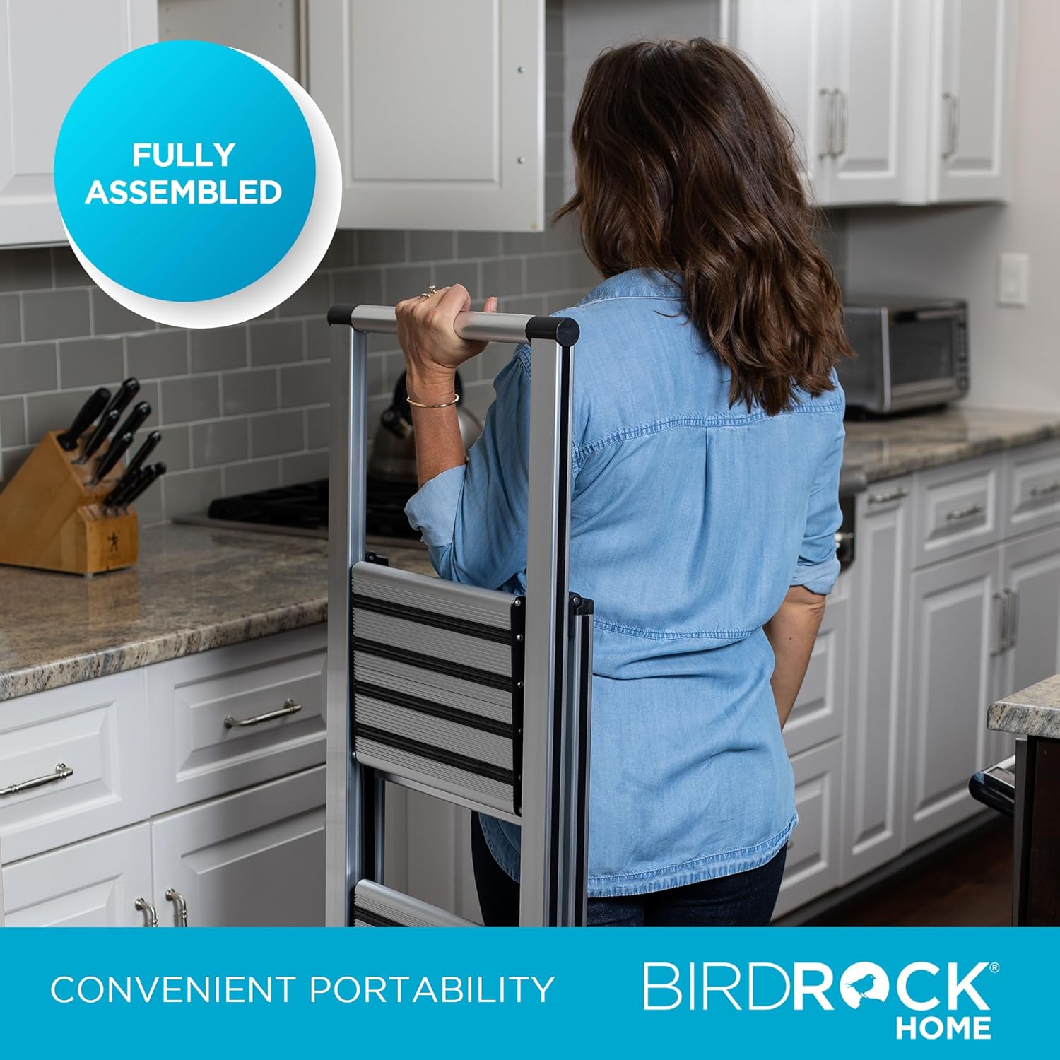 BIRDROC HOM Ste Ladde Foldin Anti-Sli Ste Stool 25 l Capacit Lightweight Sli Sturd Desig fo Household Kitchen Garage Indoo Outdoo Us Collapsible Portable Heavy-Duty